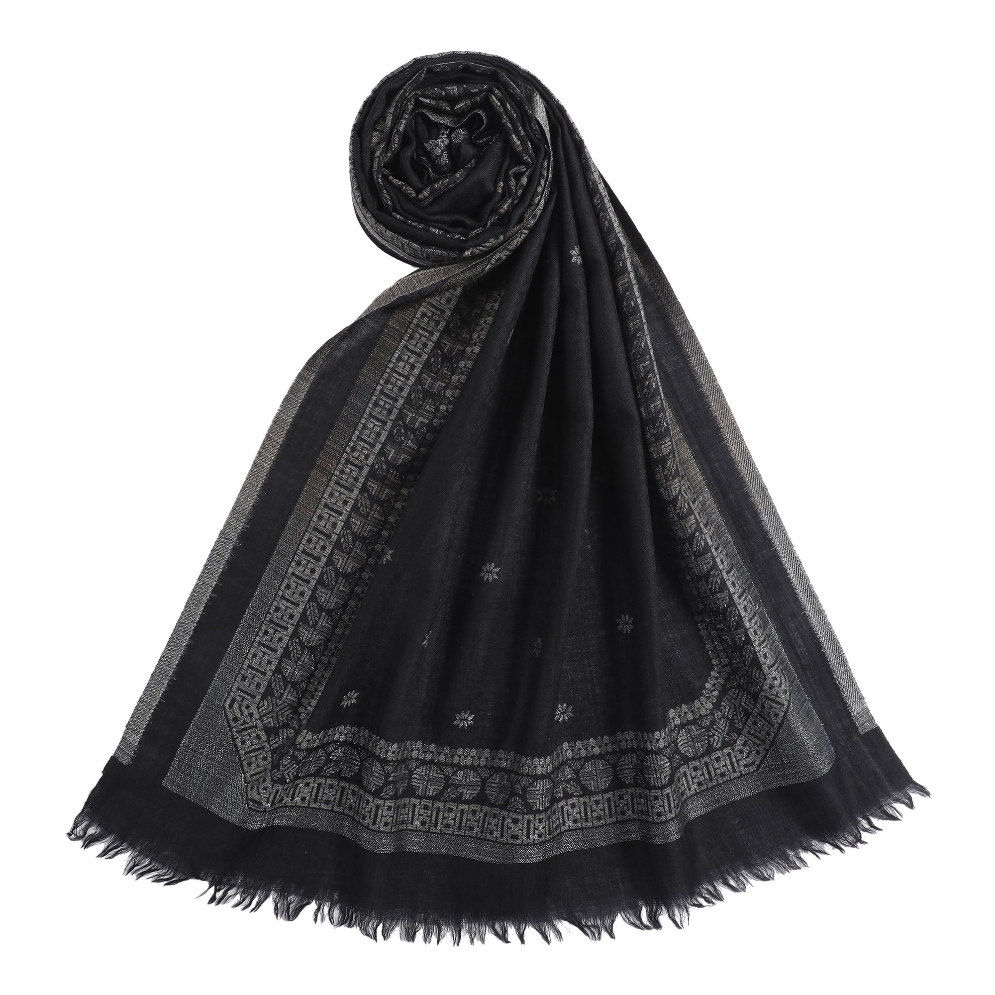 Dotted Wool Blend Woven Design Stole
