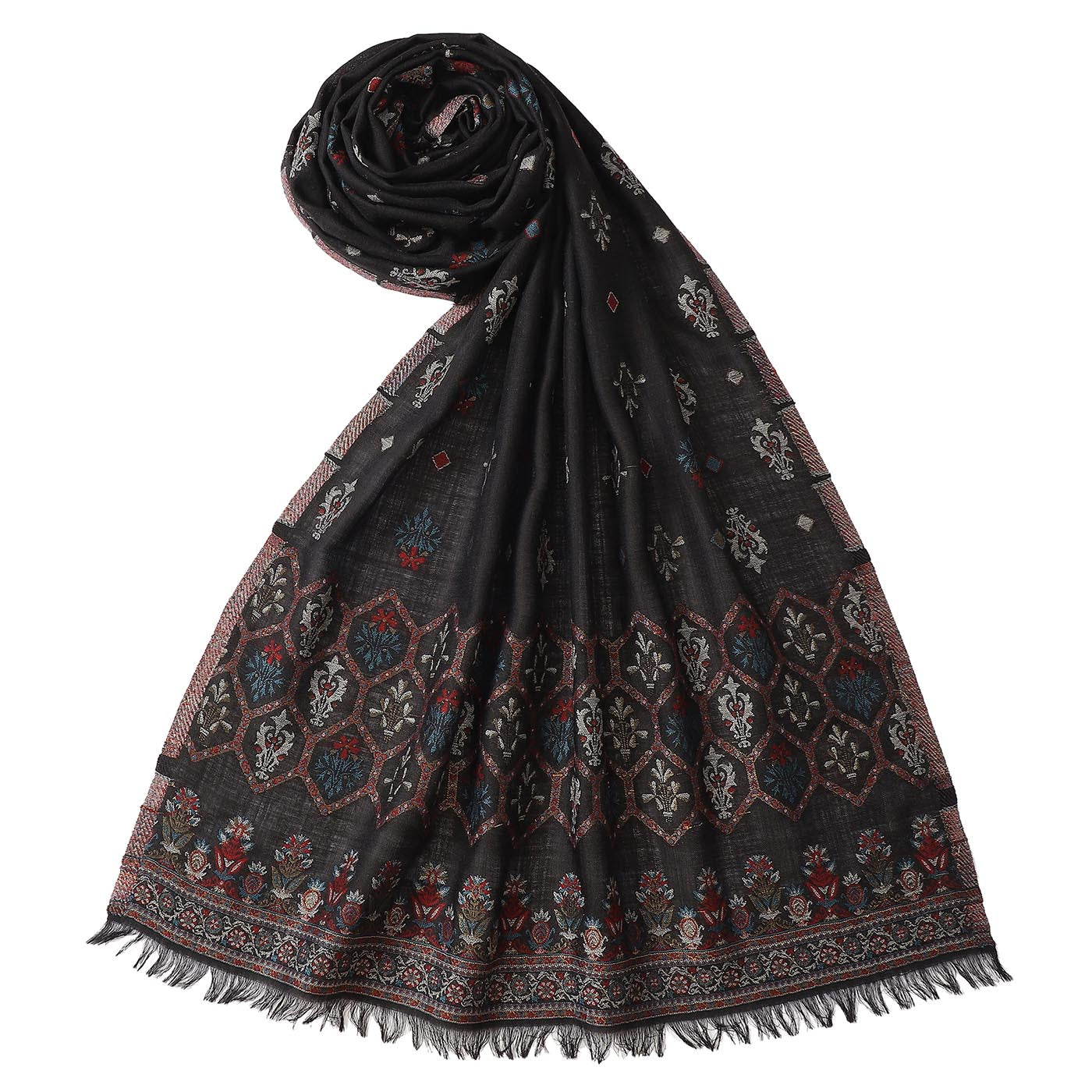 Fana Wool & Lurex Jacquard Stole