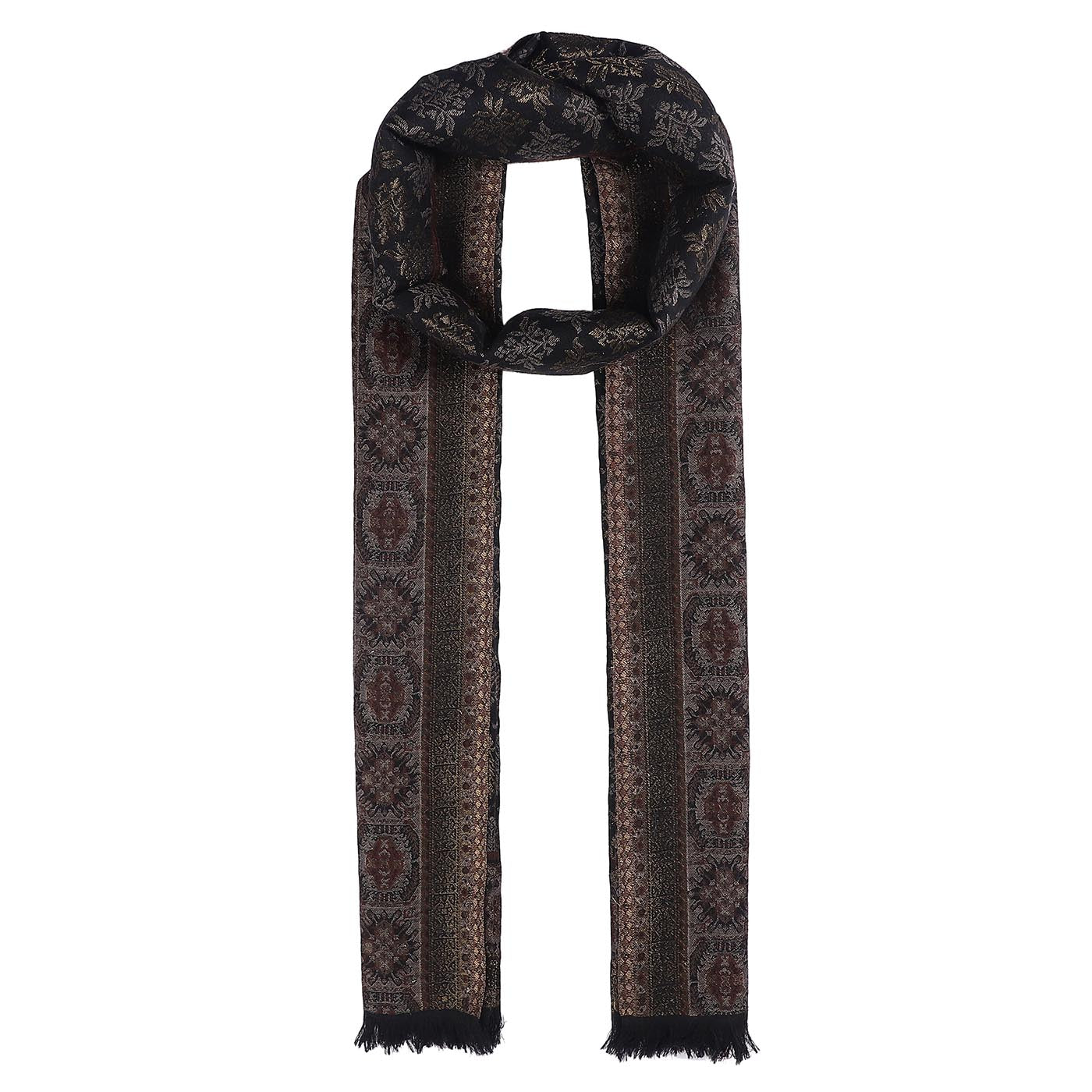 Khakha Wool & Metallic Jacquard Stole