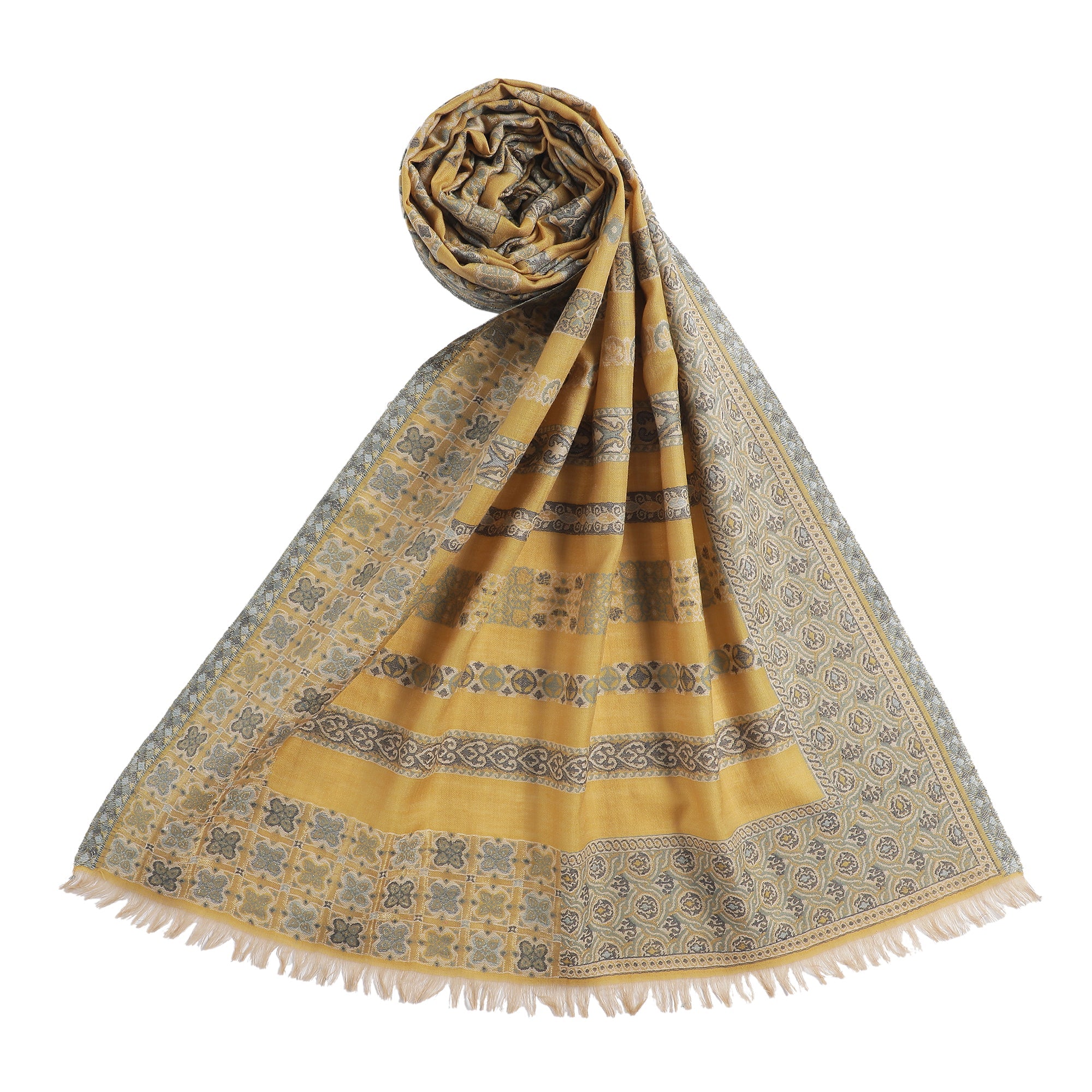 Saffiya Woven Design Wool Mettalic Stole