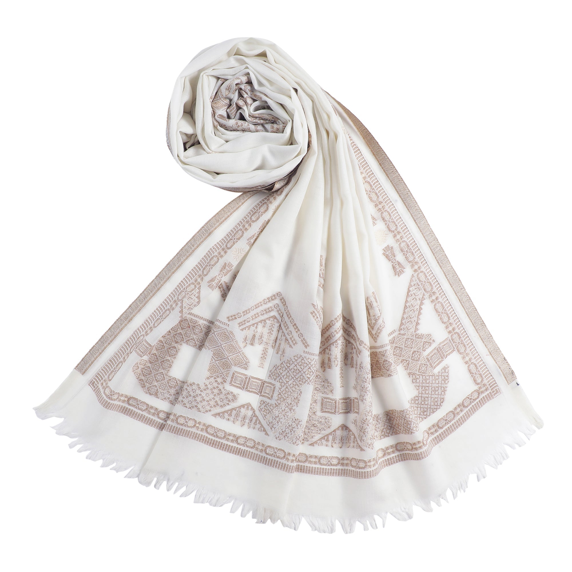 Jet Metallic Wool Jacquard Shawl