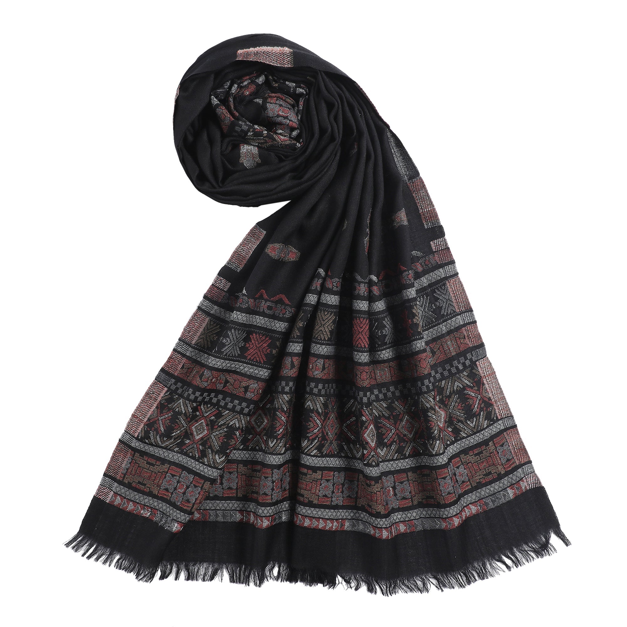 Bold Beauty Metallic Jacquard Wool Stole
