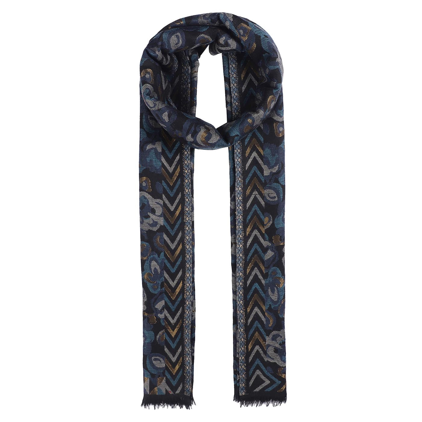 Vivid Wool & Lurex Jacquard Stole