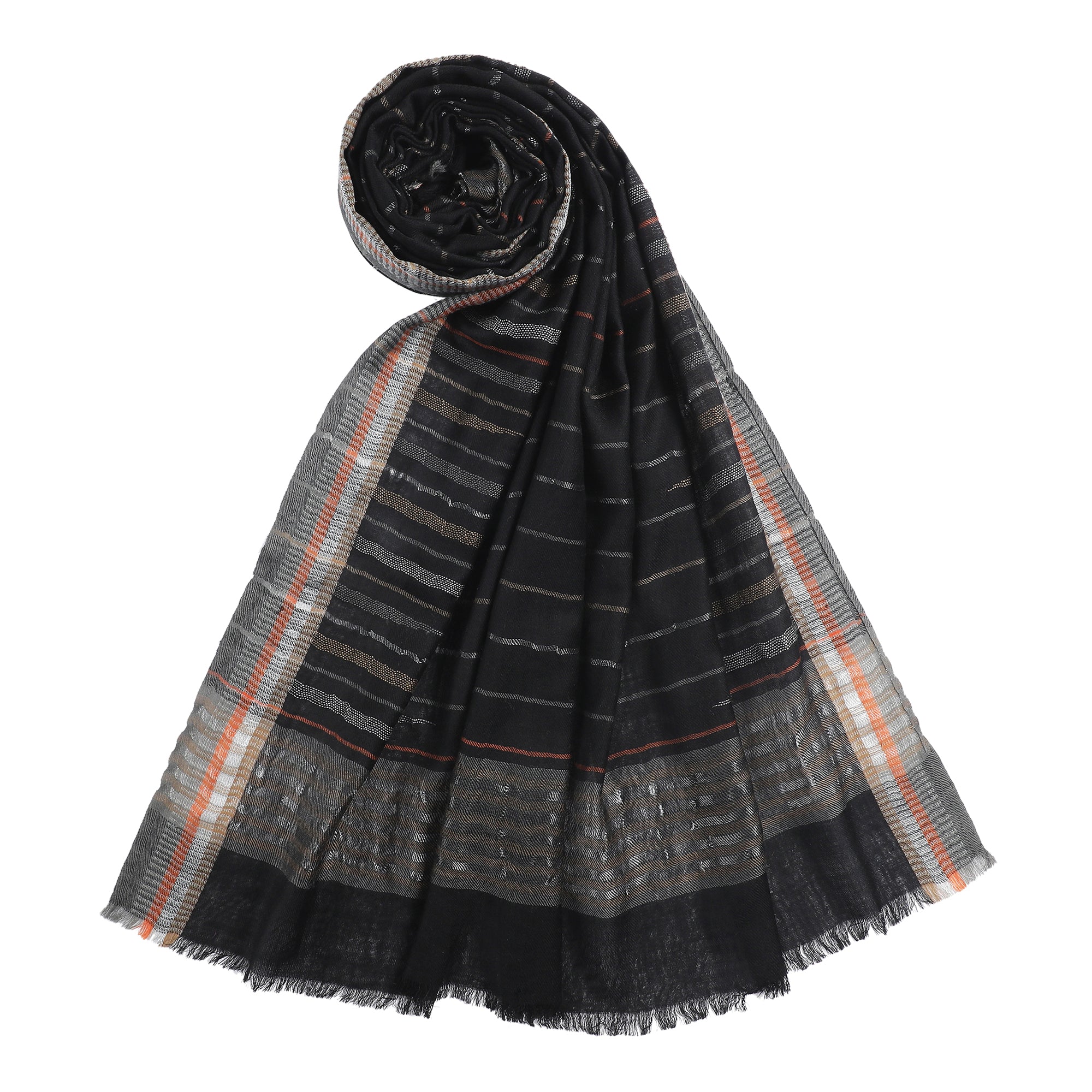 Fauzia Wool Metallic Dobby Shawl