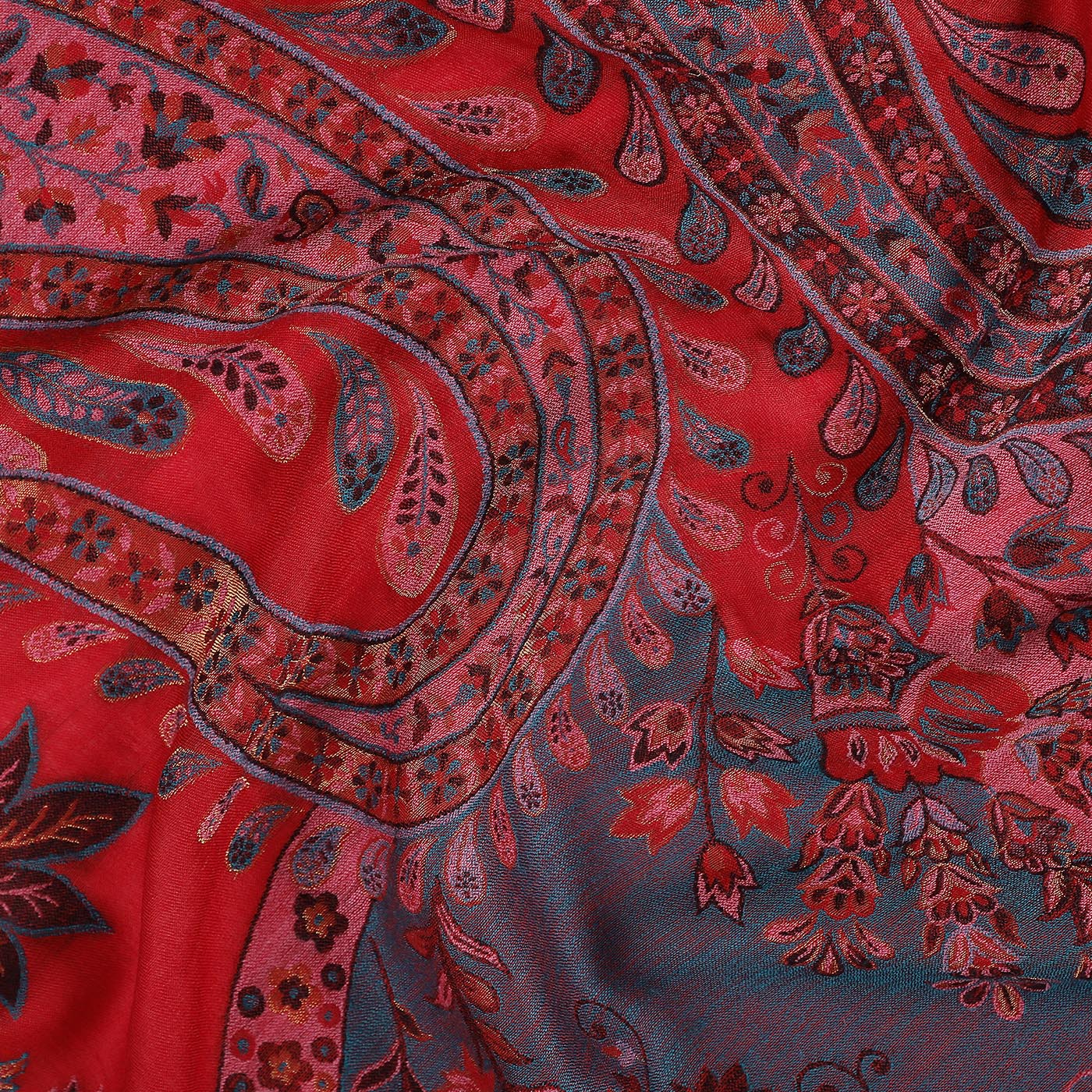 Daisy Wool & Metallic Jacquard Stole