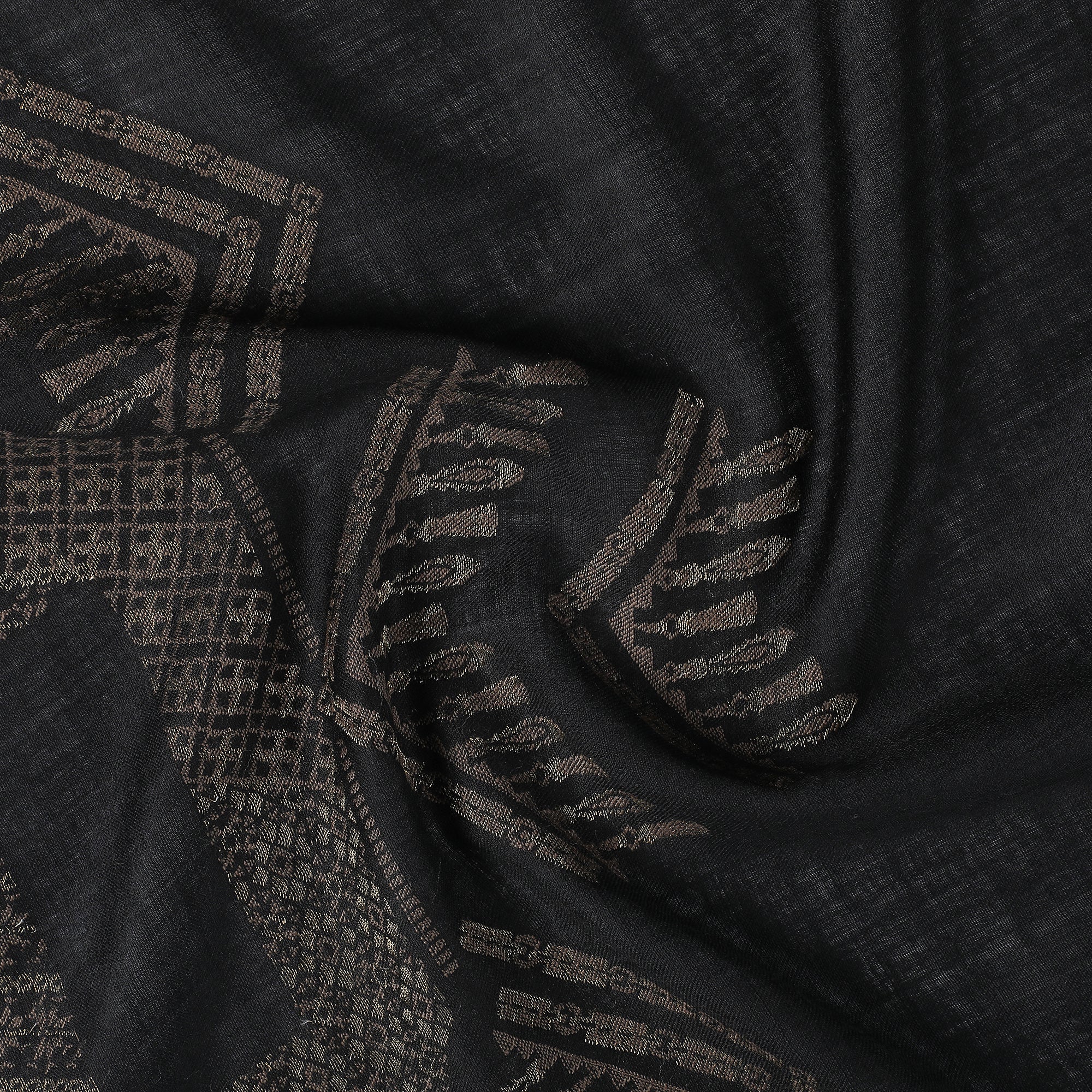 Jet Metallic Wool Jacquard Shawl