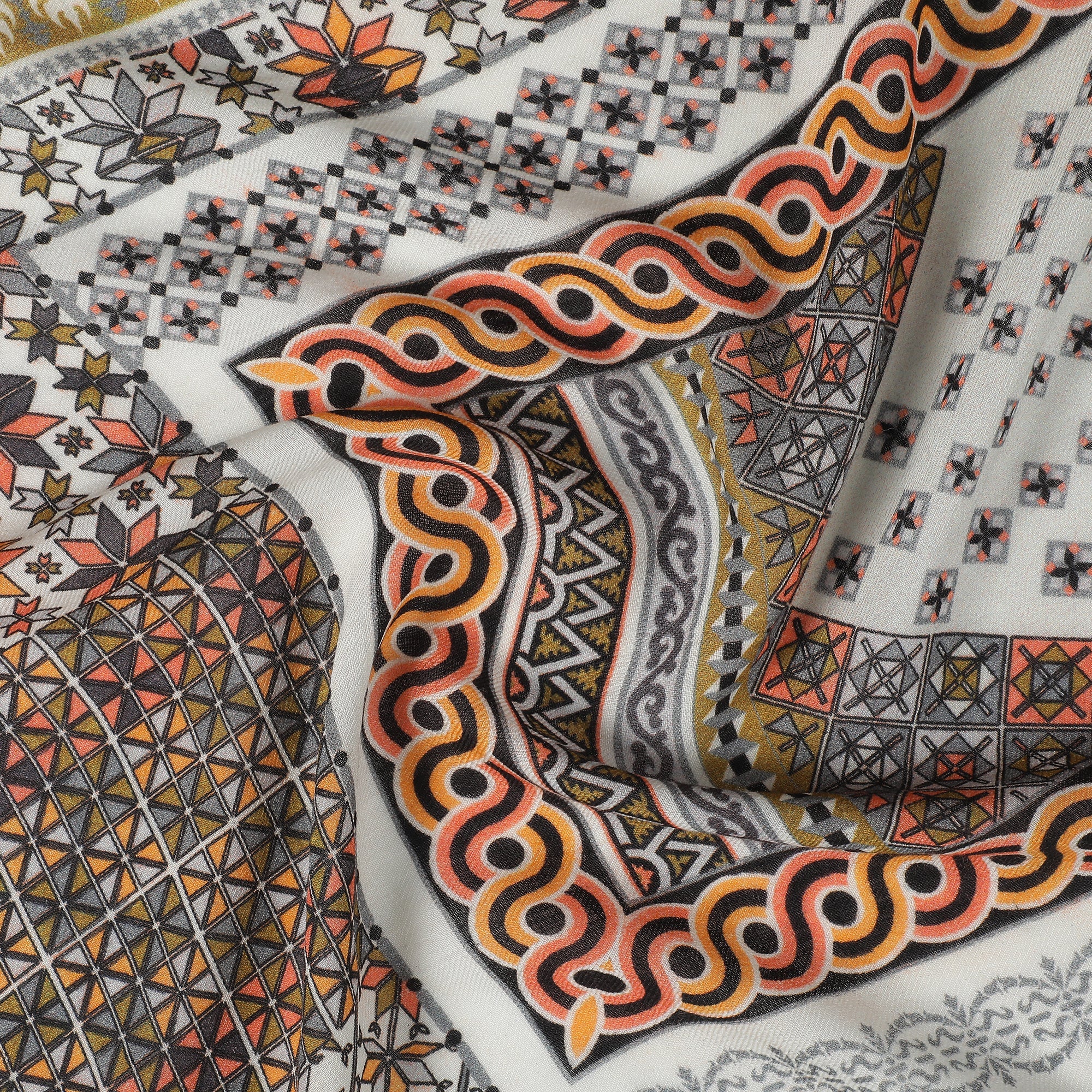 Arca Elegance Printed Offwhite Wool Stole