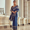 Geo Mettallic Blue Woven Design Silk Saree