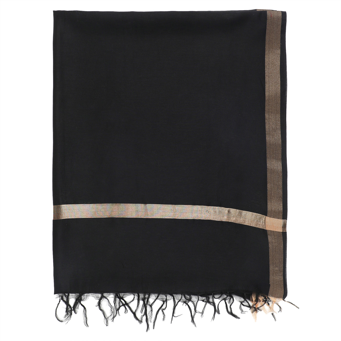Black Cotton Silk Dobby Dupatta