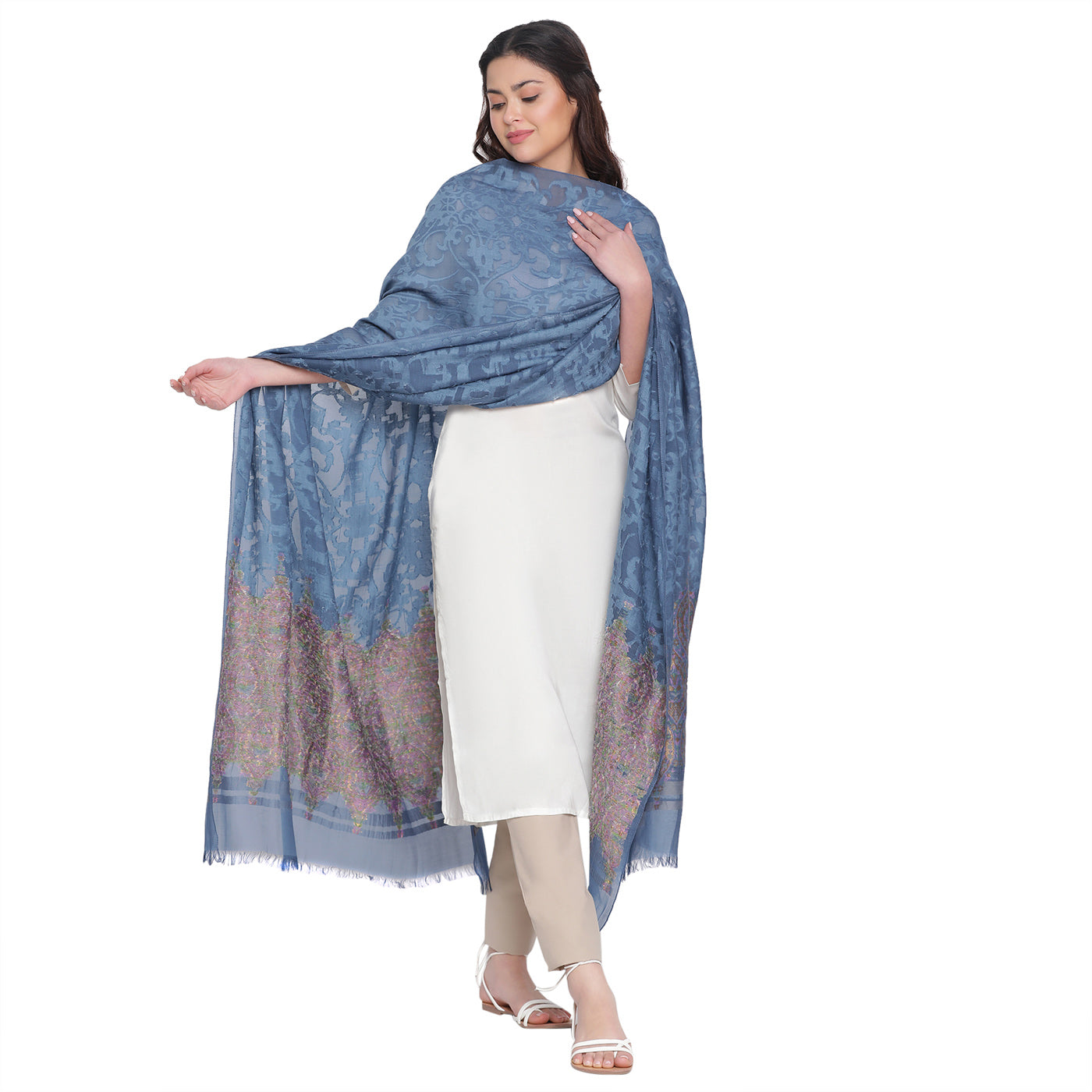 Blue Jacquard Bamberg/Tencel Dupatta