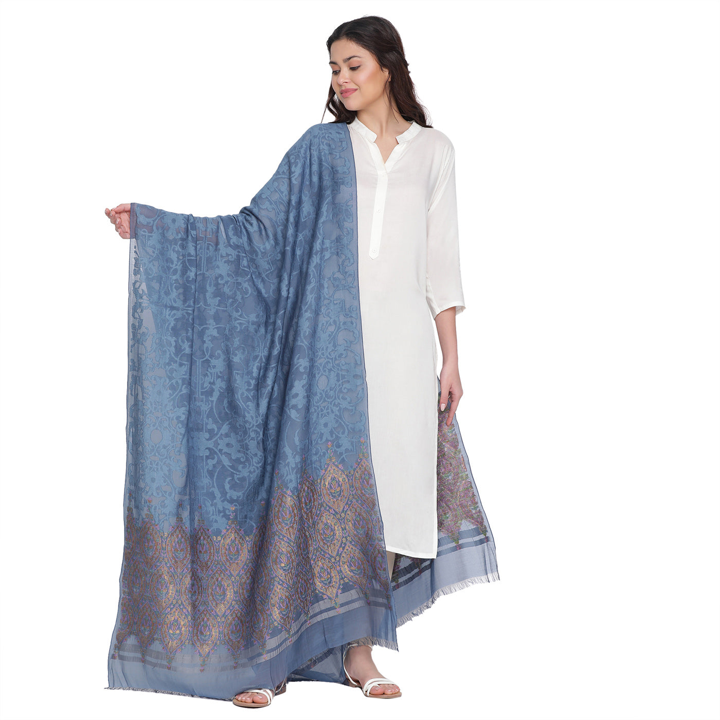 Blue Jacquard Bamberg/Tencel Dupatta