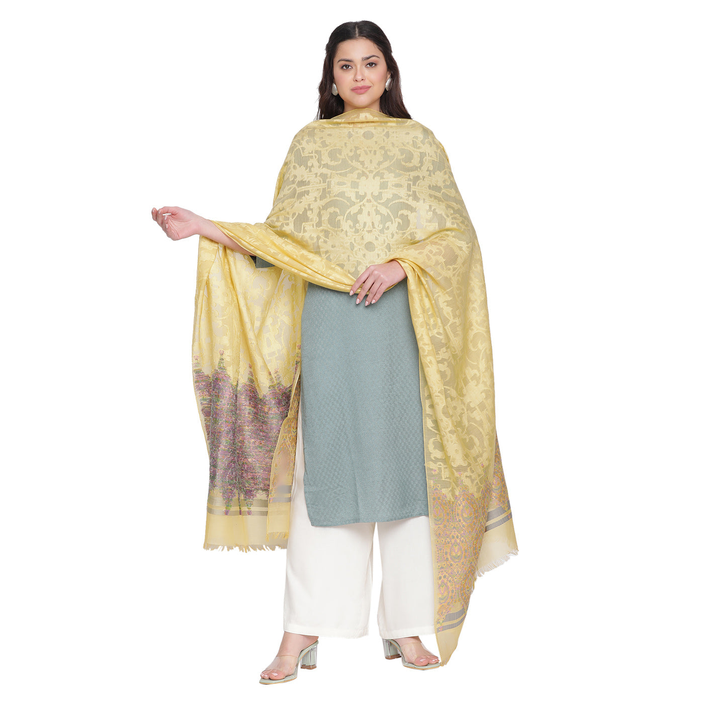 Yellow Jacquard Bamberg/Tencel Dupatta