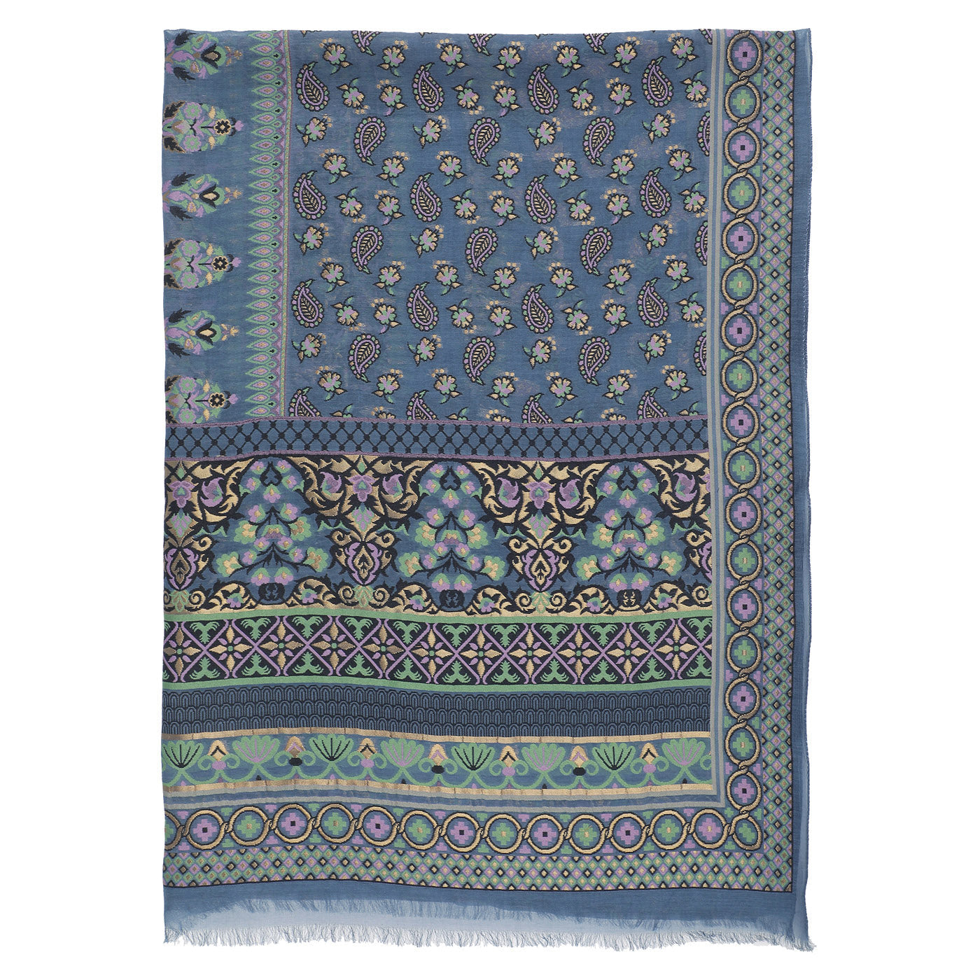 Blue Jacquard Silk/Zari Blend Dupatta