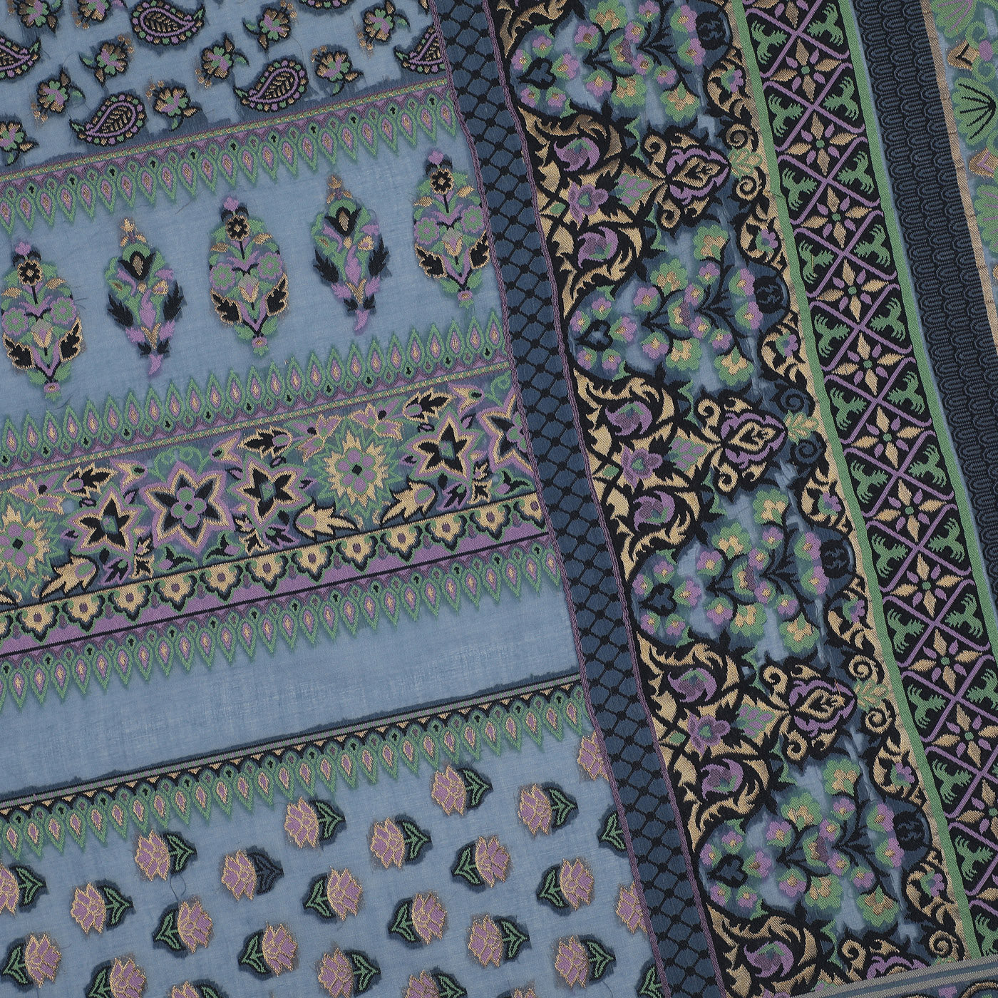 Blue Jacquard Silk/Zari Blend Dupatta