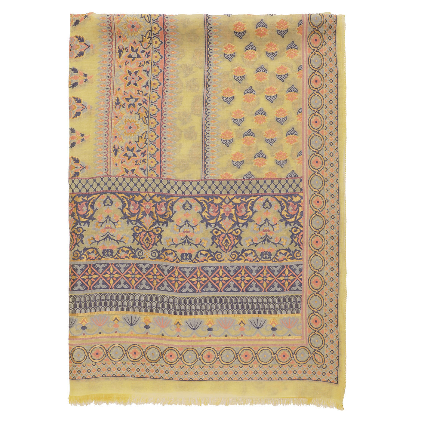 Yellow Jacquard Silk/Zari Blend Dupatta