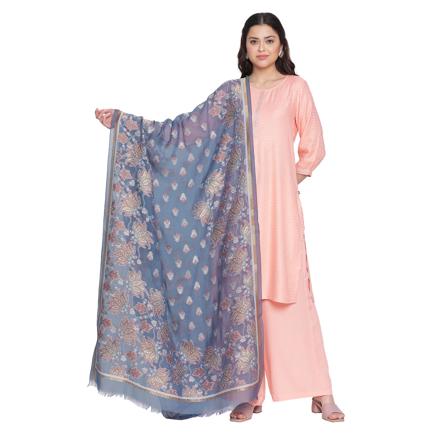 Blue Jacquard Blend Dupatta