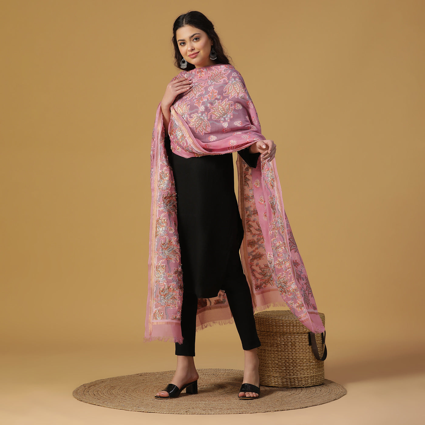 Mauve Jacquard Blend Dupatta