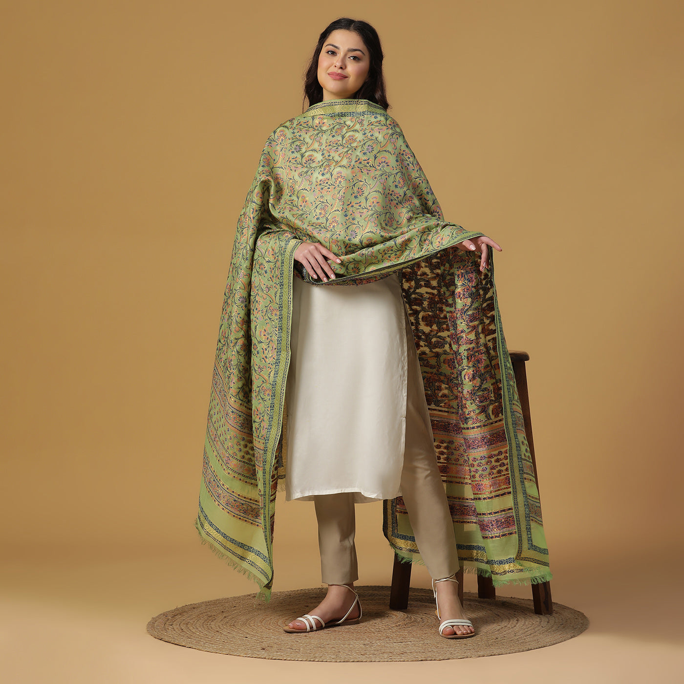 Pista Jacquard Blend Dupatta