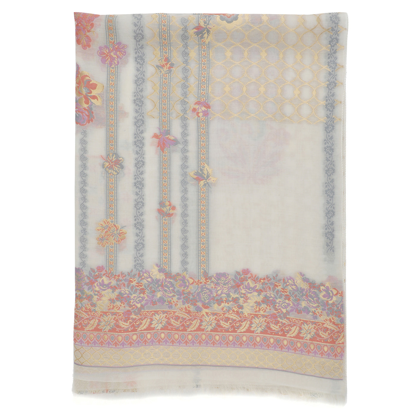 Grey Jacquard Tencel/Metallic Blend Dupatta