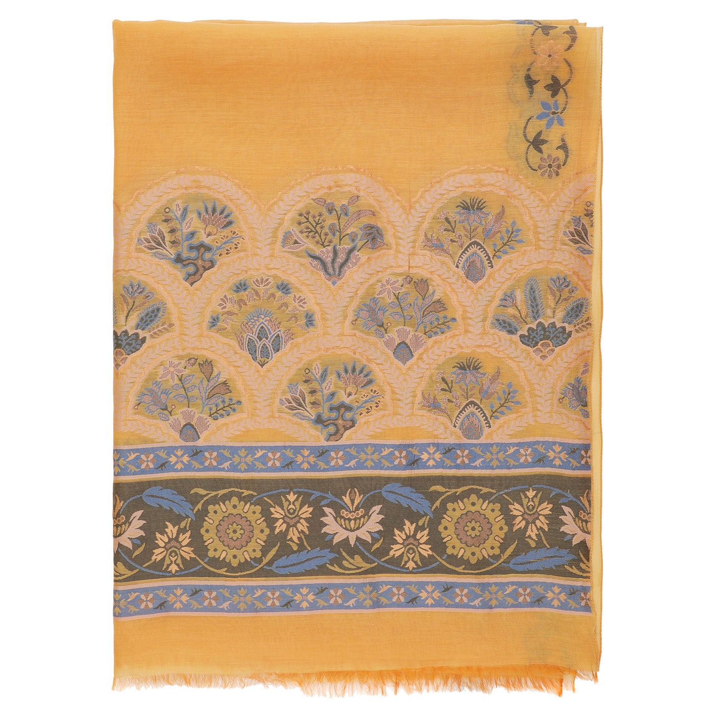 Mustard Cupro Metallic Tencel Woven Design Dupatta