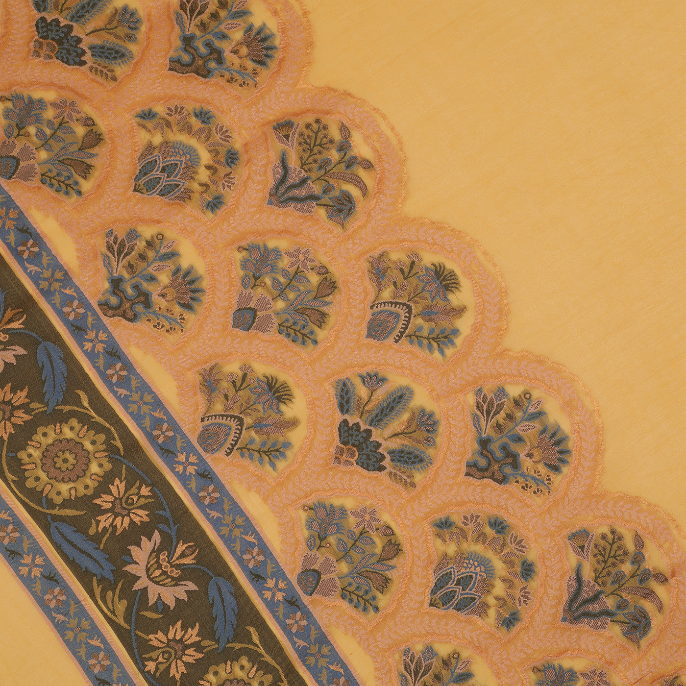 Mustard Cupro Metallic Tencel Woven Design Dupatta