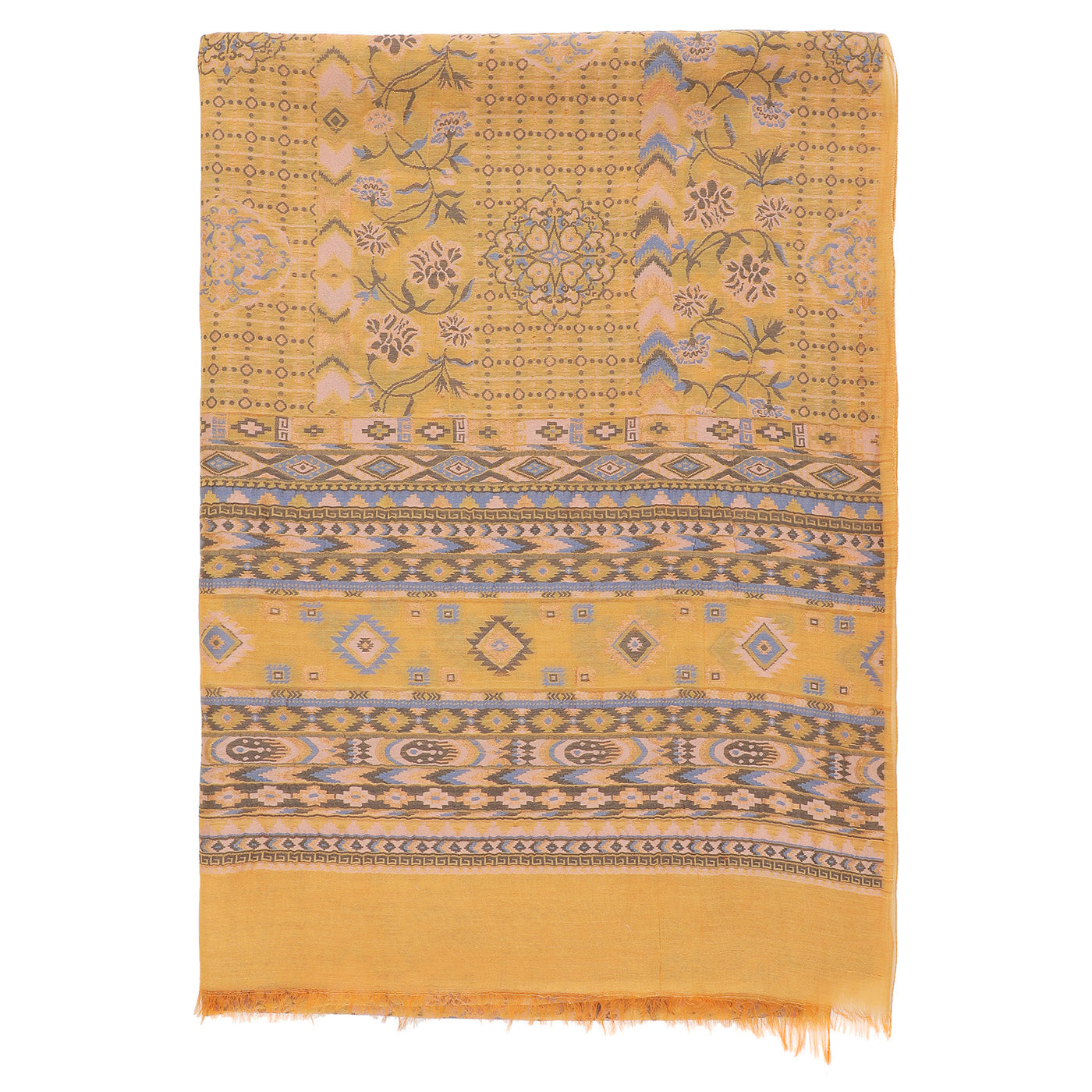 Mustard Cupro Metallic Blend Woven Design Dupatta