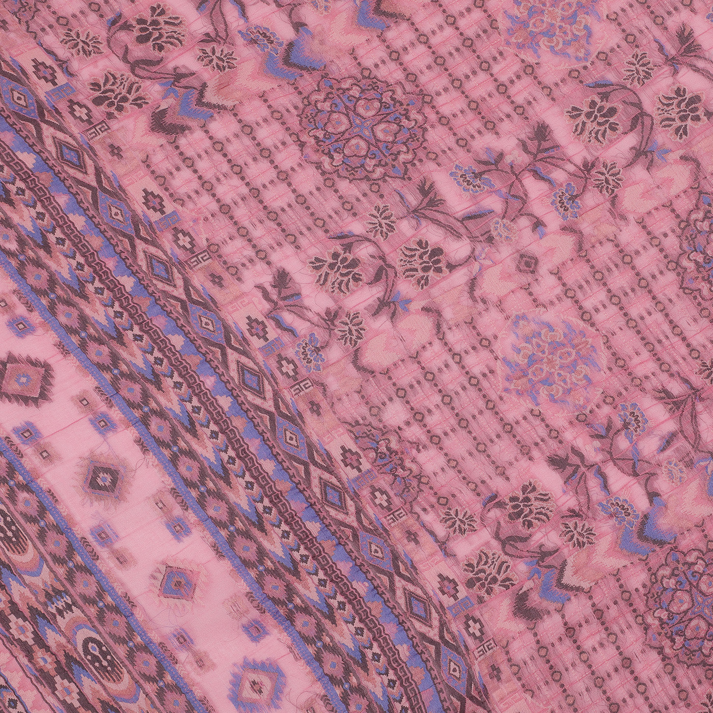 Pink Cupro Metallic Blend Woven Design Dupatta
