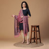 Pink Cupro Metallic Tencel Blend Woven Design Dupatta