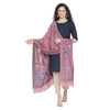Pink Cupro Metallic Tencel Blend Woven Design Dupatta