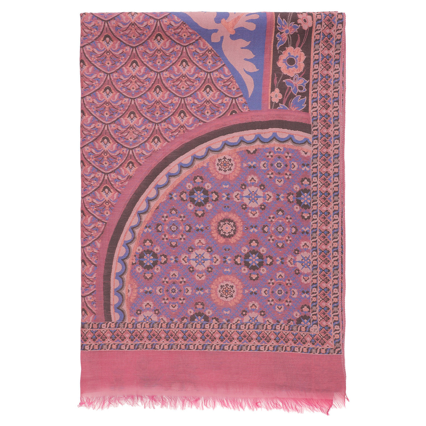 Pink Cupro Metallic Tencel Blend Woven Design Dupatta