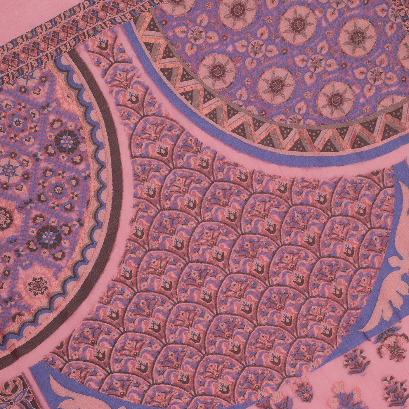 Pink Cupro Metallic Tencel Blend Woven Design Dupatta
