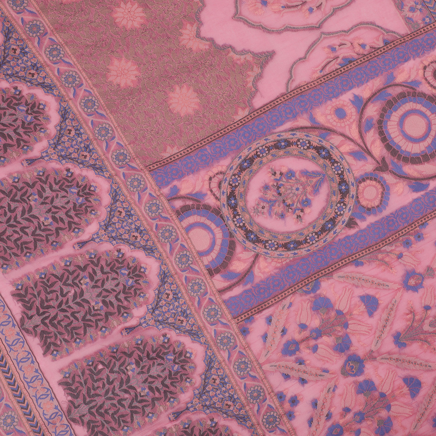 Pink Silk Metallic Tencel Blend Woven Design Dupatta