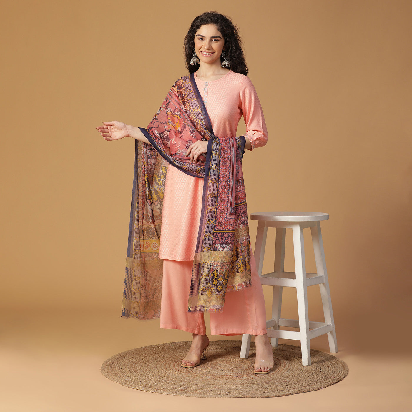 Stunning Abstract Print  Metallic Silk Tencel Dupatta