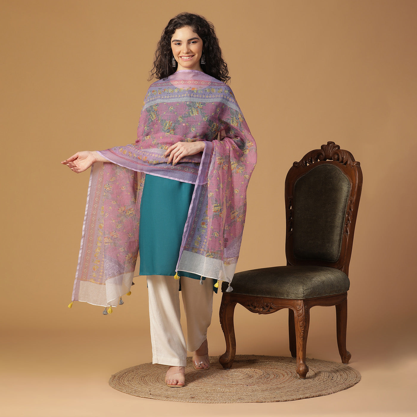 Metallic Accent Cotton Printed Dupatta