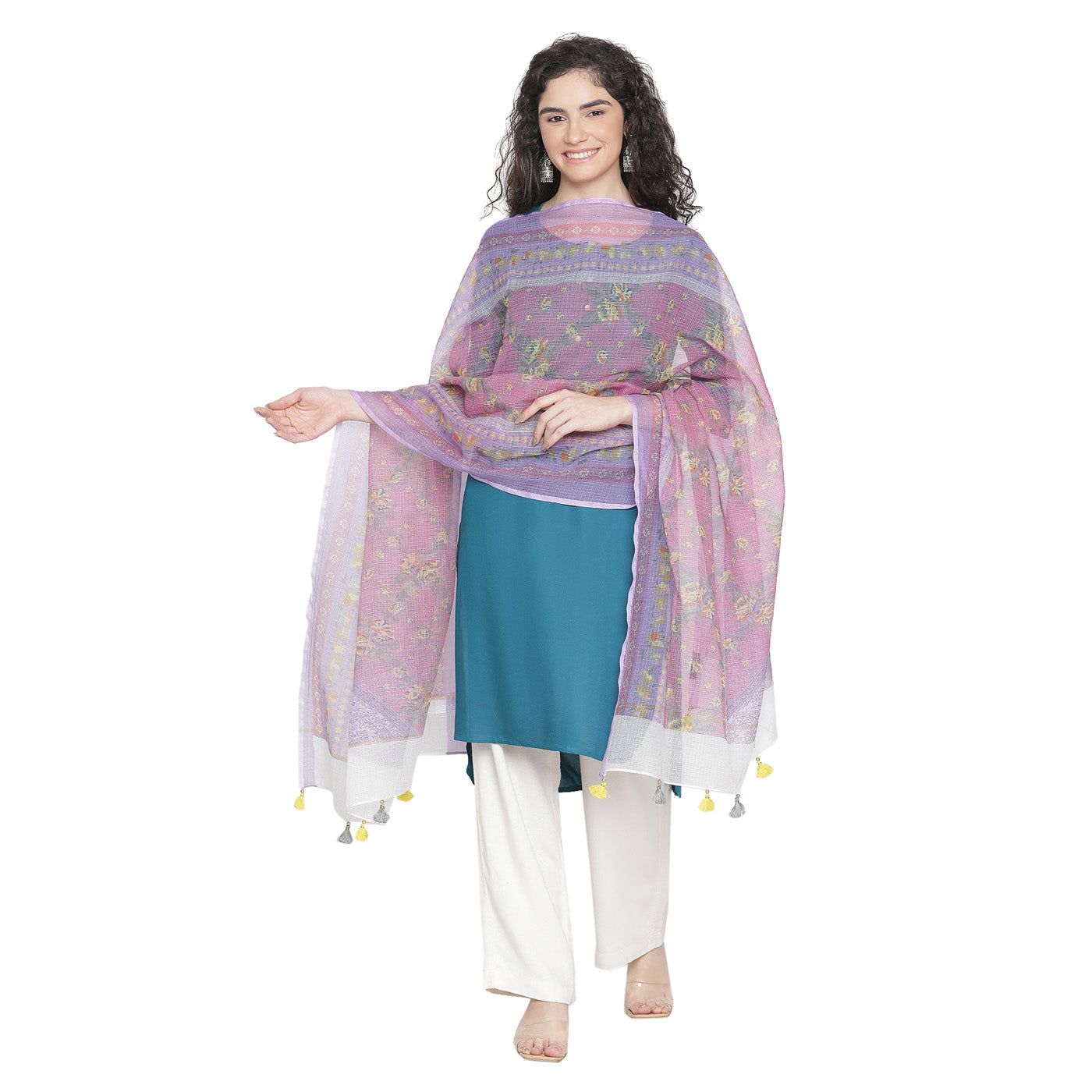 Metallic Accent Cotton Printed Dupatta