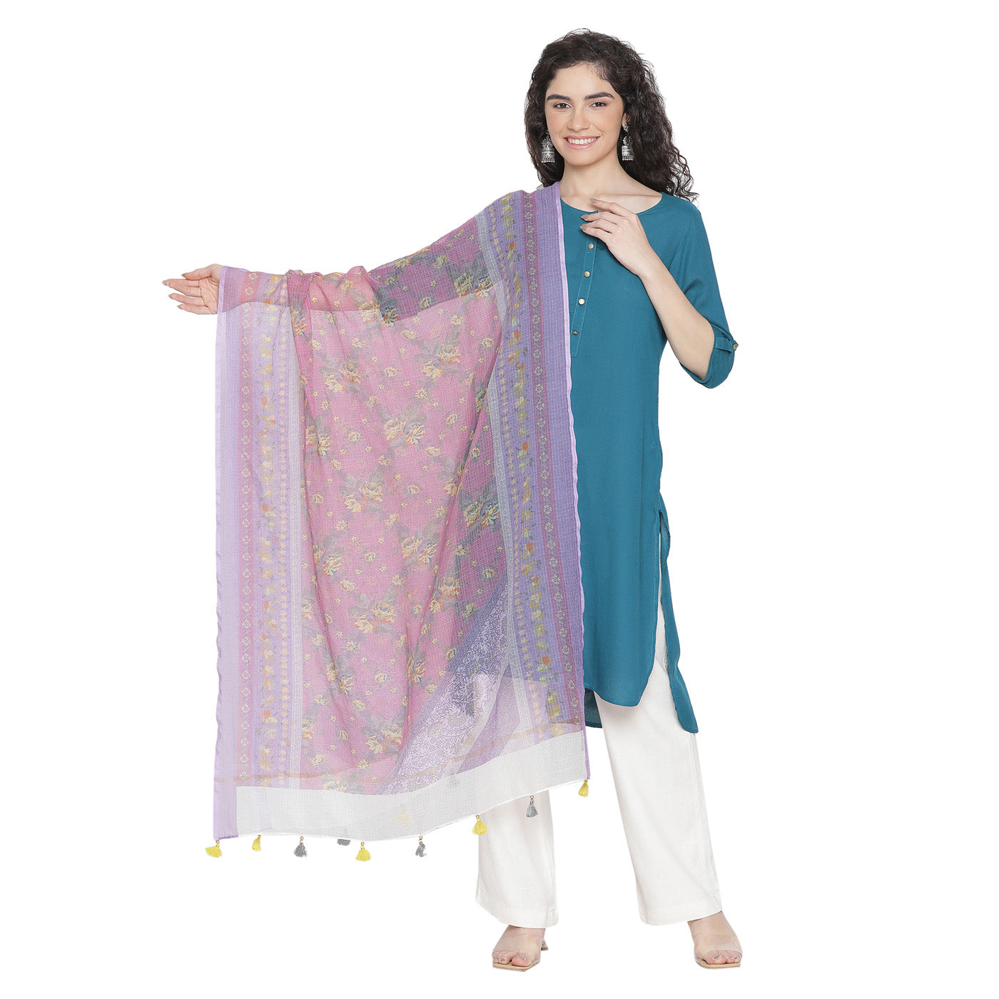 Metallic Accent Cotton Printed Dupatta