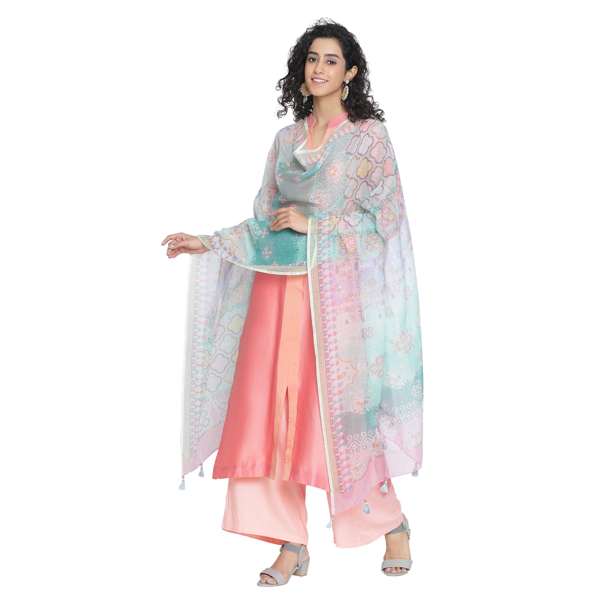 Navrang: Ink Cascade Mix Printed Cotton Silk Dupatta