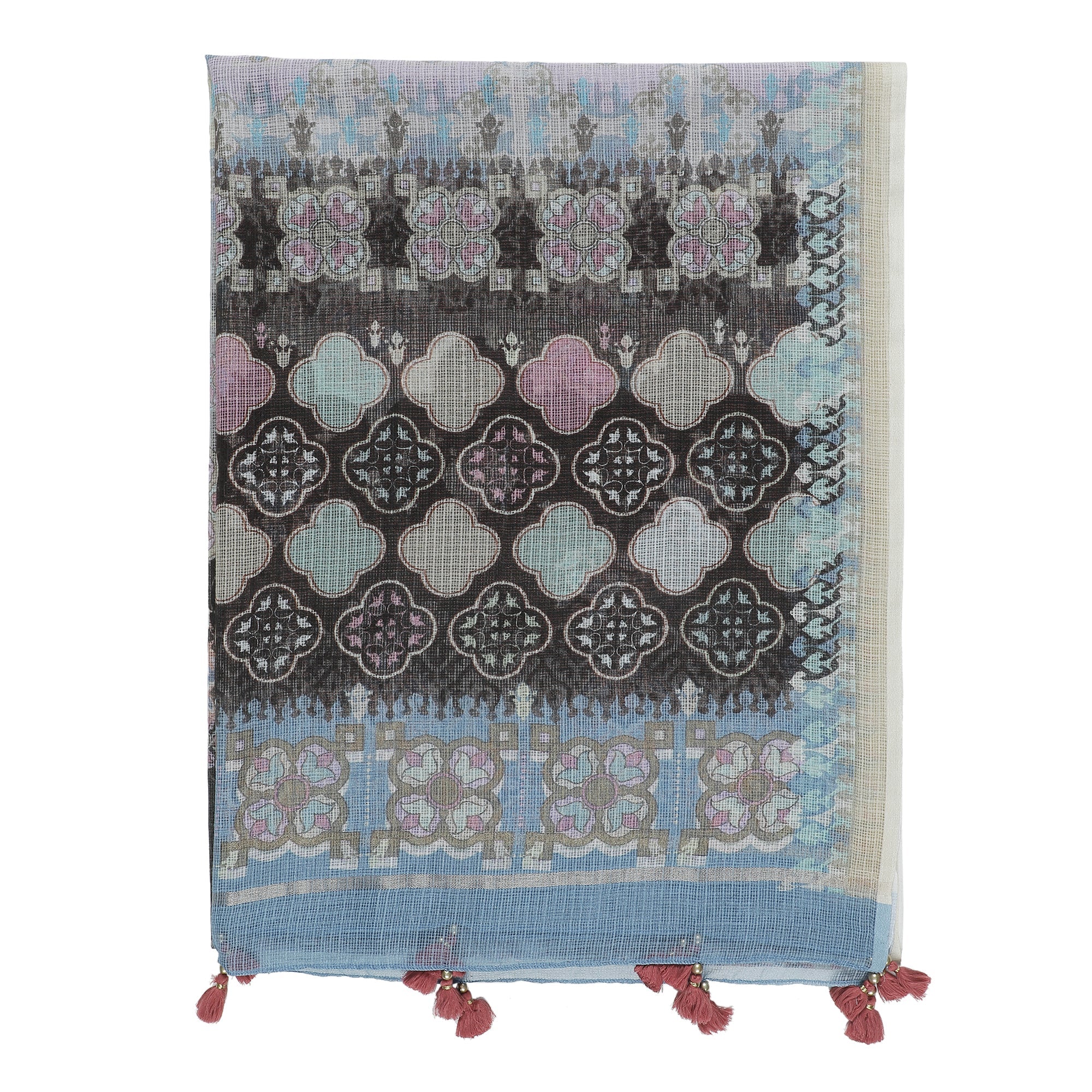 Navrang: Ink Cascade Mix Printed Cotton Silk Dupatta