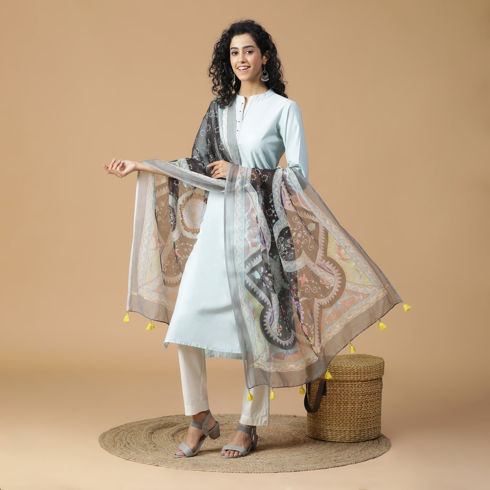 Kaalika: Meadow Printed Cotton Silk Dupatta