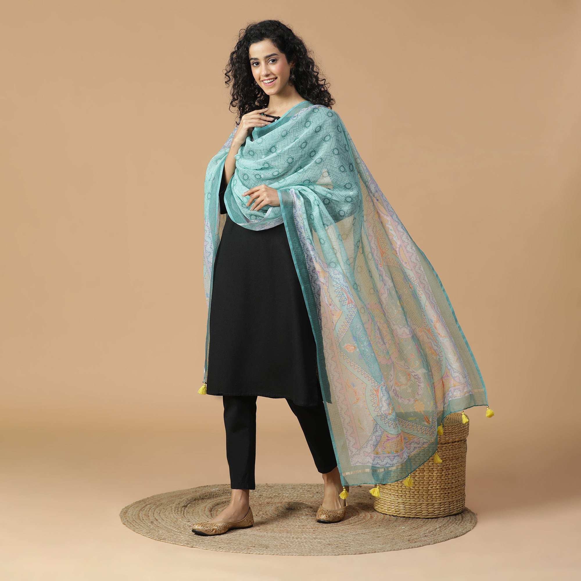 Kaalika: Meadow Printed Cotton Silk Dupatta