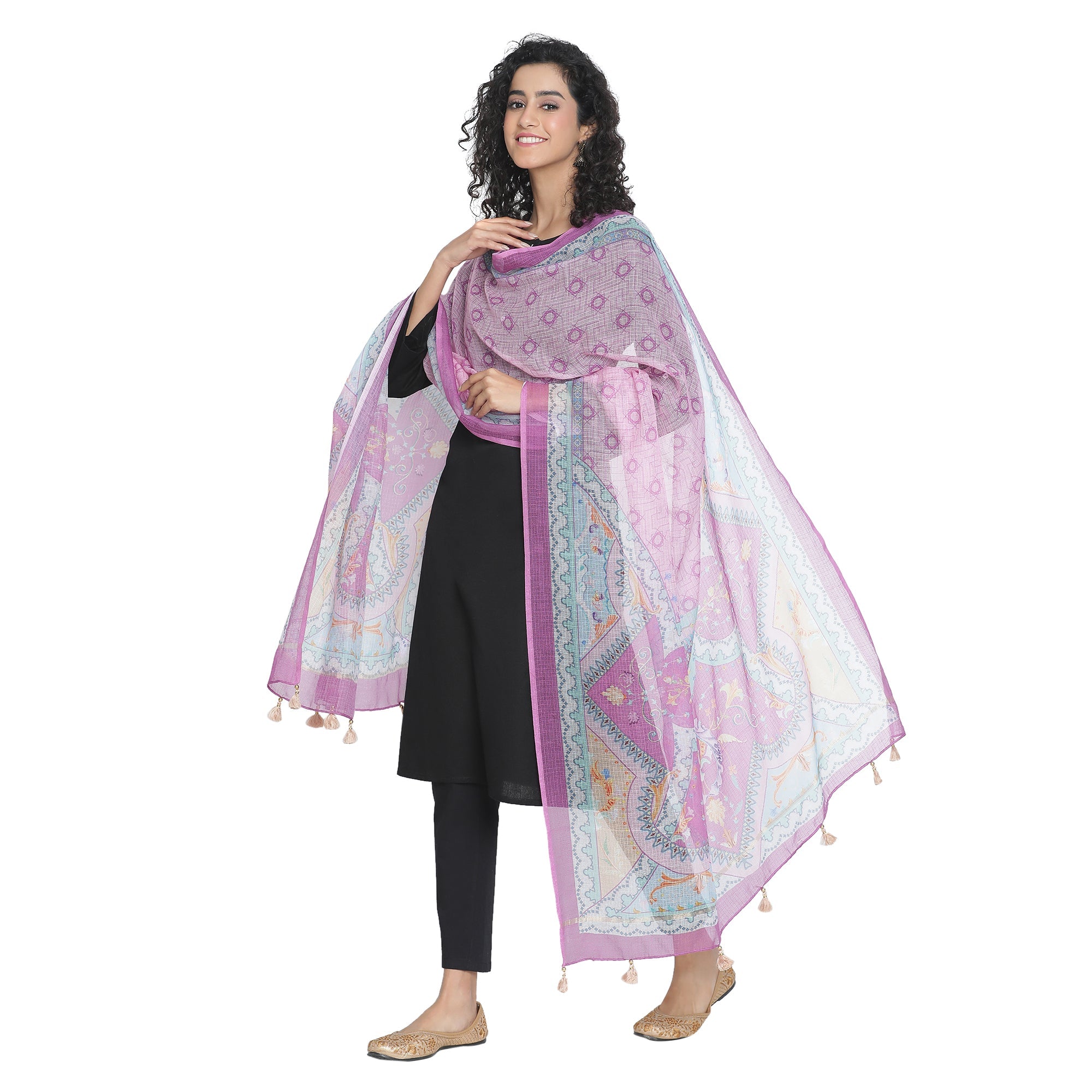 Kaalika: Meadow Printed Cotton Silk Dupatta