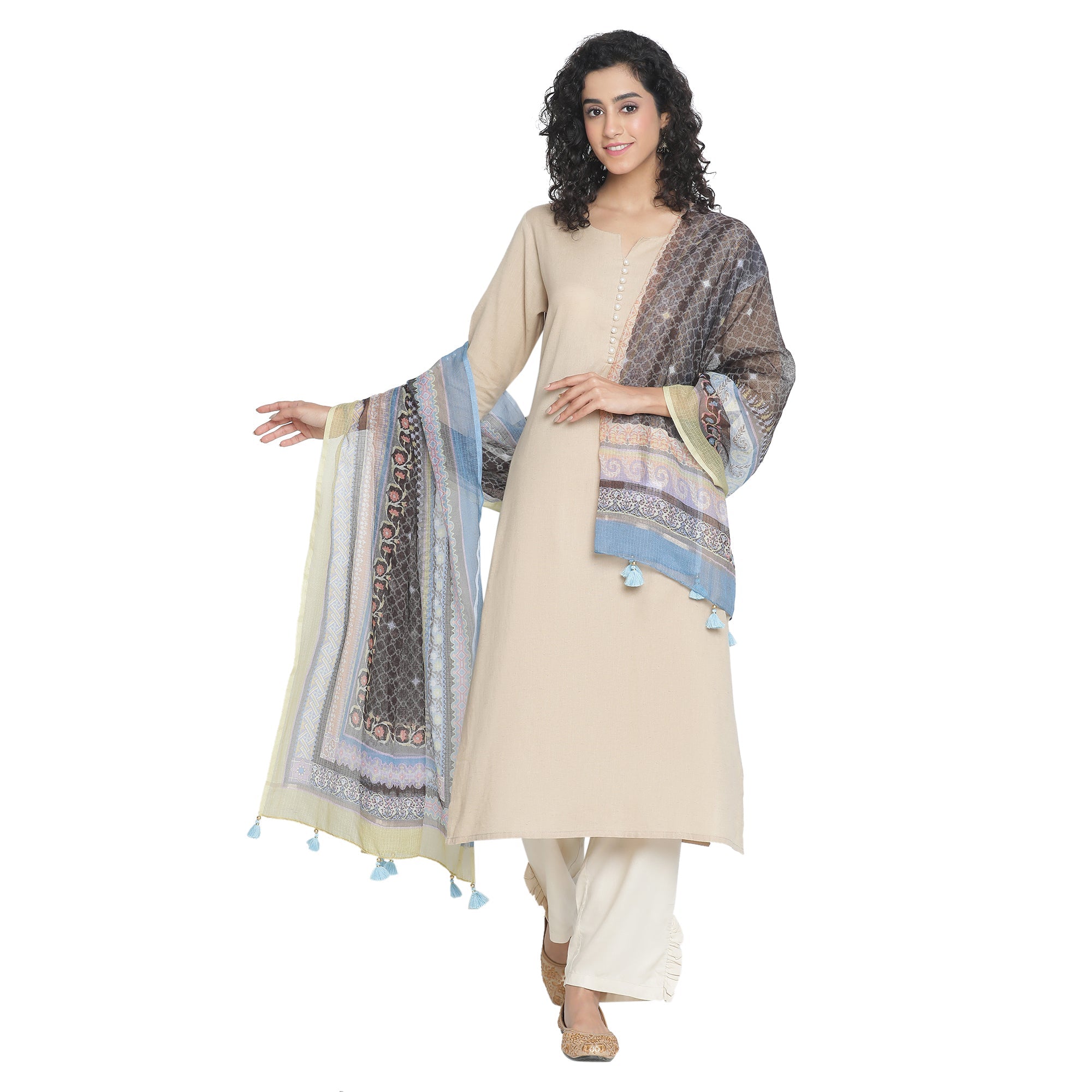 Aanya: Blush Cascade Printed Cotton Silk Dupatta