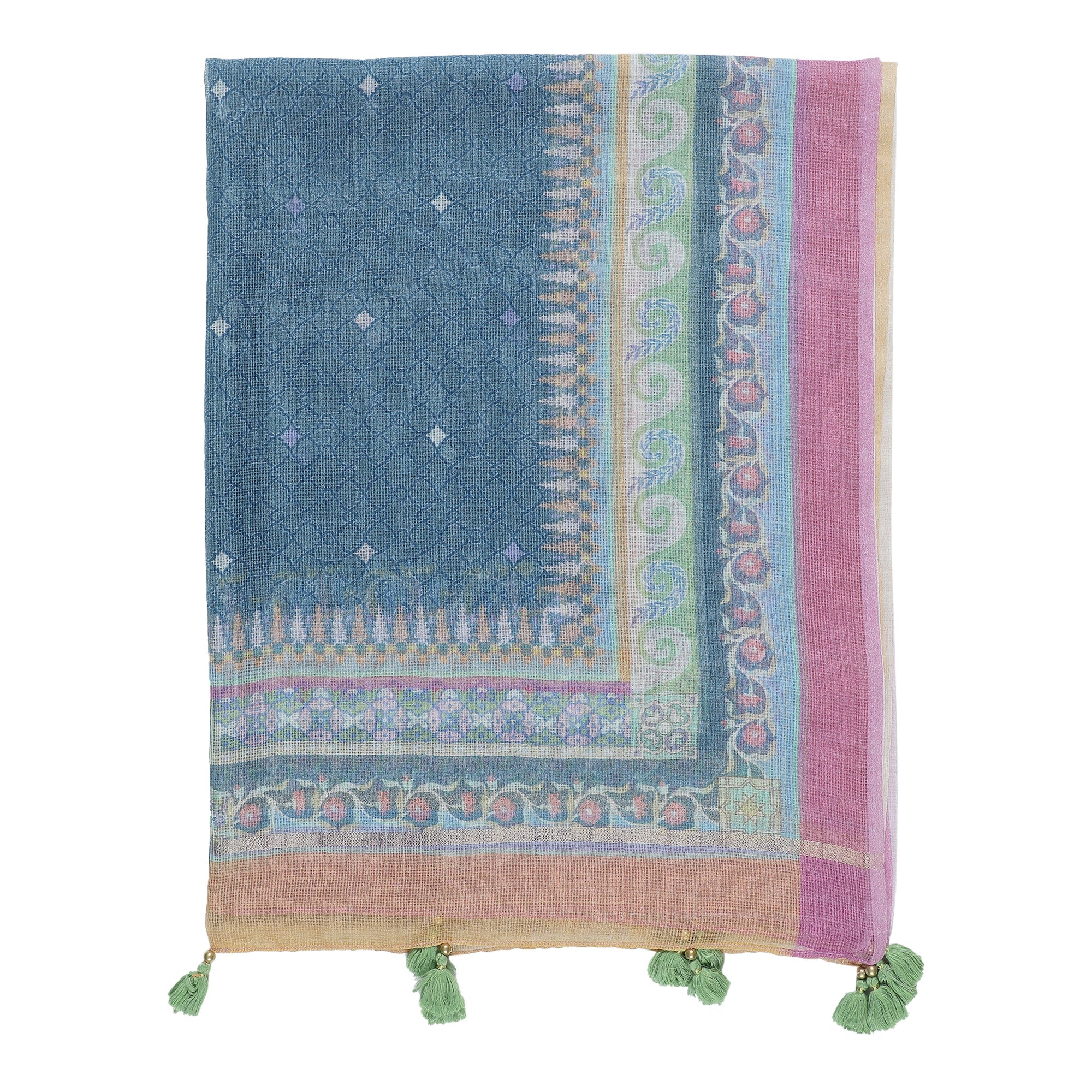 Aanya: Blush Cascade Printed Cotton Silk Dupatta