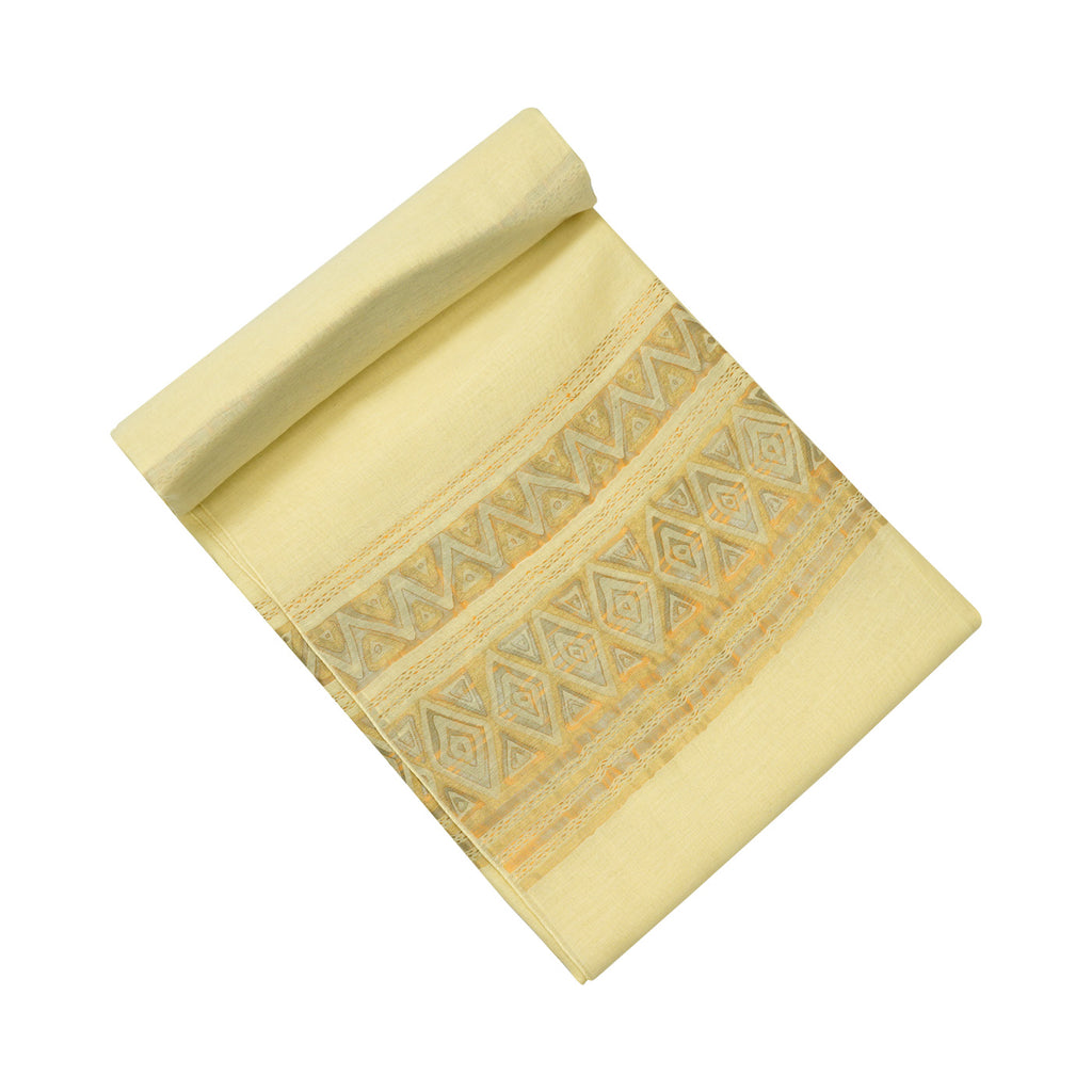 Trikon Jaal Yellow Woven Design Fabric