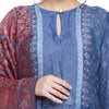 Blue Printed Cotton Silk Blend Unstitched Suit Co-ords Set