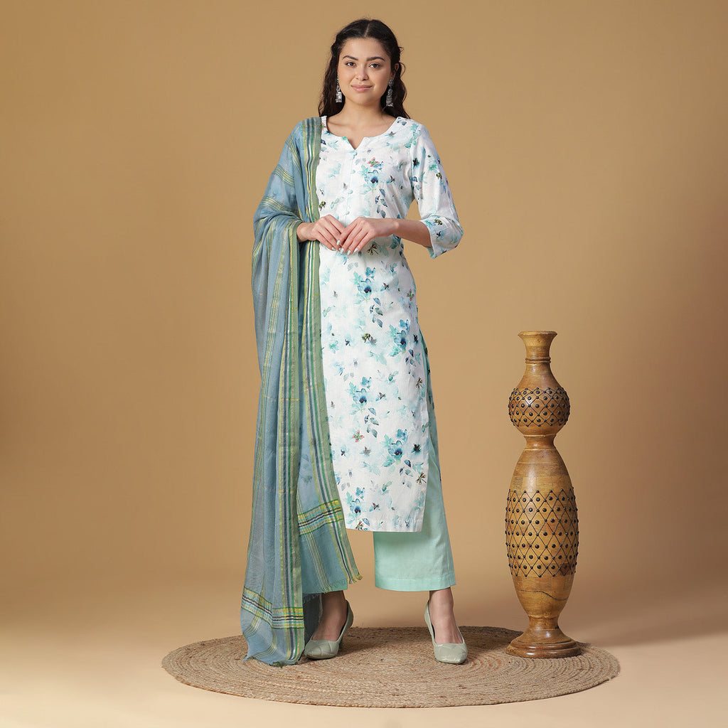 Kurti Design 2019 Online Shopping | sky blu pure cotton kurti in frock style