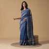 Geo Mettallic Blue Woven Design Silk Saree