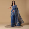 Geo Mettallic Blue Woven Design Silk Saree