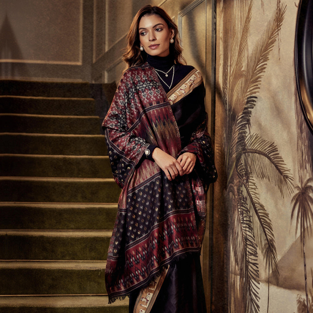 Ikat Line Ethnic Woolen Stole