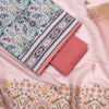 Printed Pink Cotton Unstitched Suit Co-Ord with Embroidered Dupatta